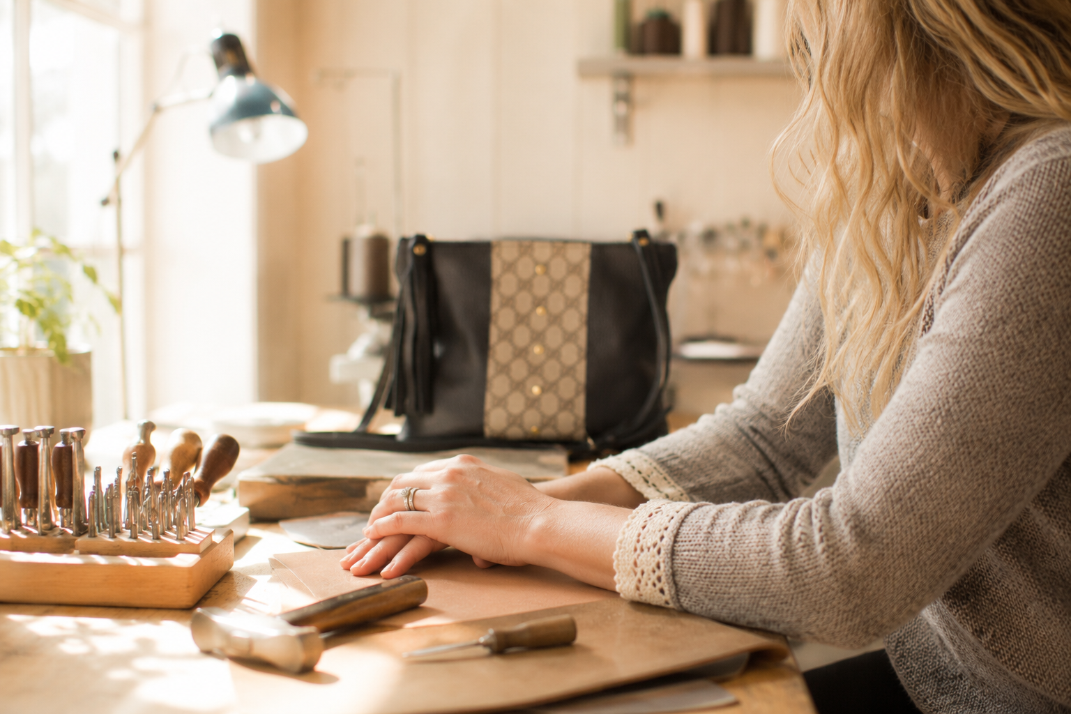 Artisan leather studio representing focused, called work over people-pleasing.