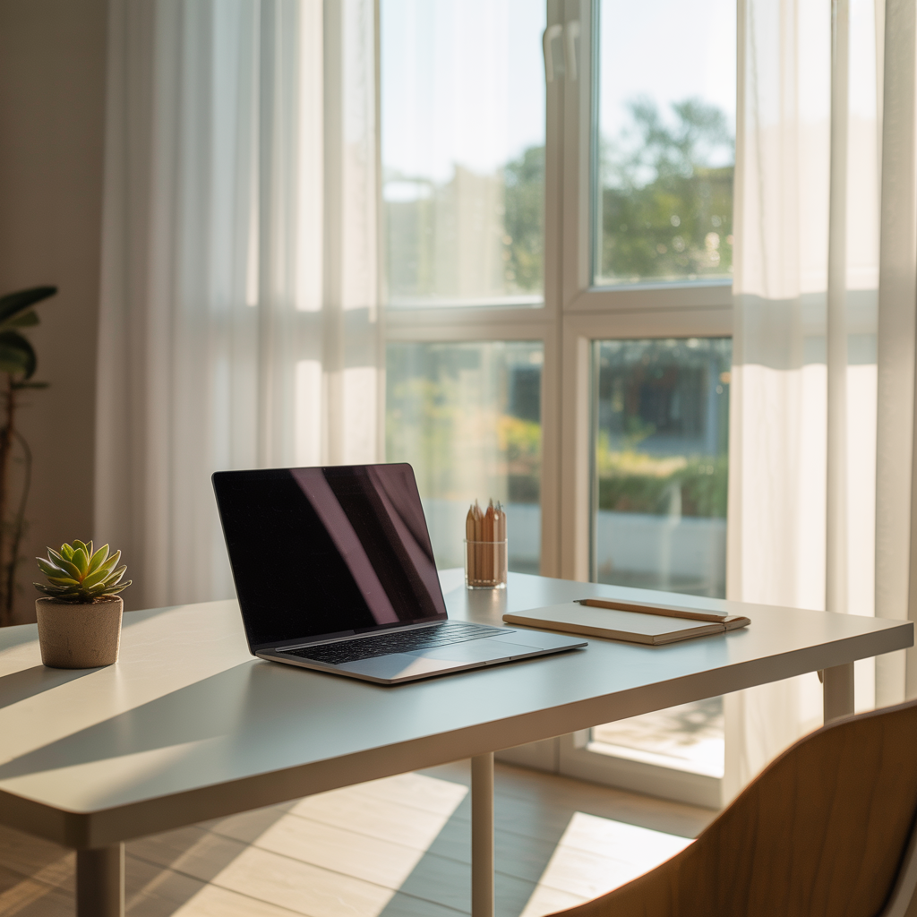 Morning work scene representing reflection and affirmation.