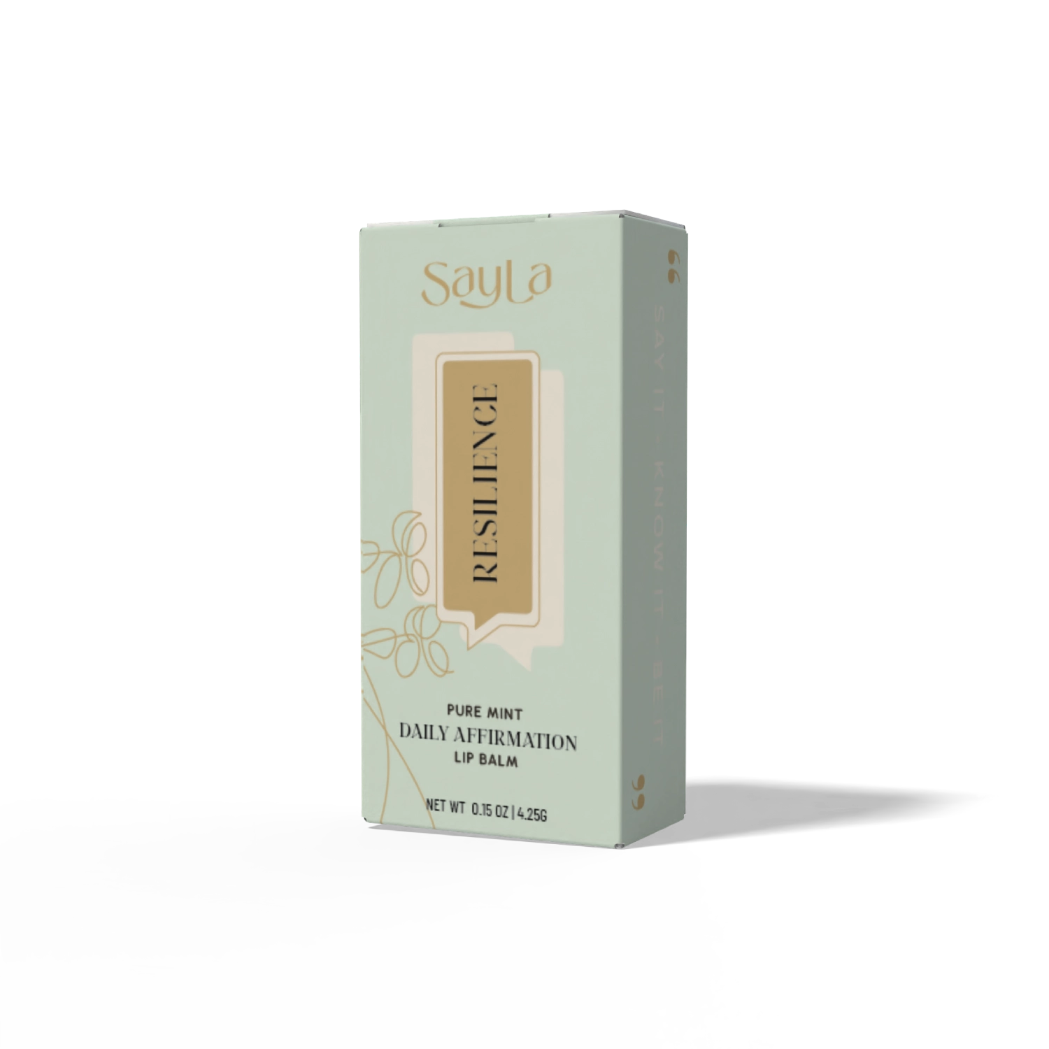 Sayla Resilience lip balm packaging on a white background